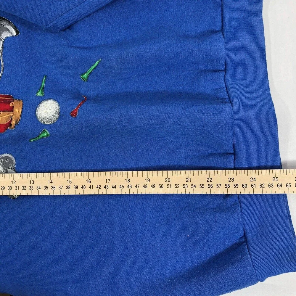 Vintage Golf Sweatshirt Blue USA Made Fruit Of The Loom Size Large 80s 90s Top - Picture 12 of 12